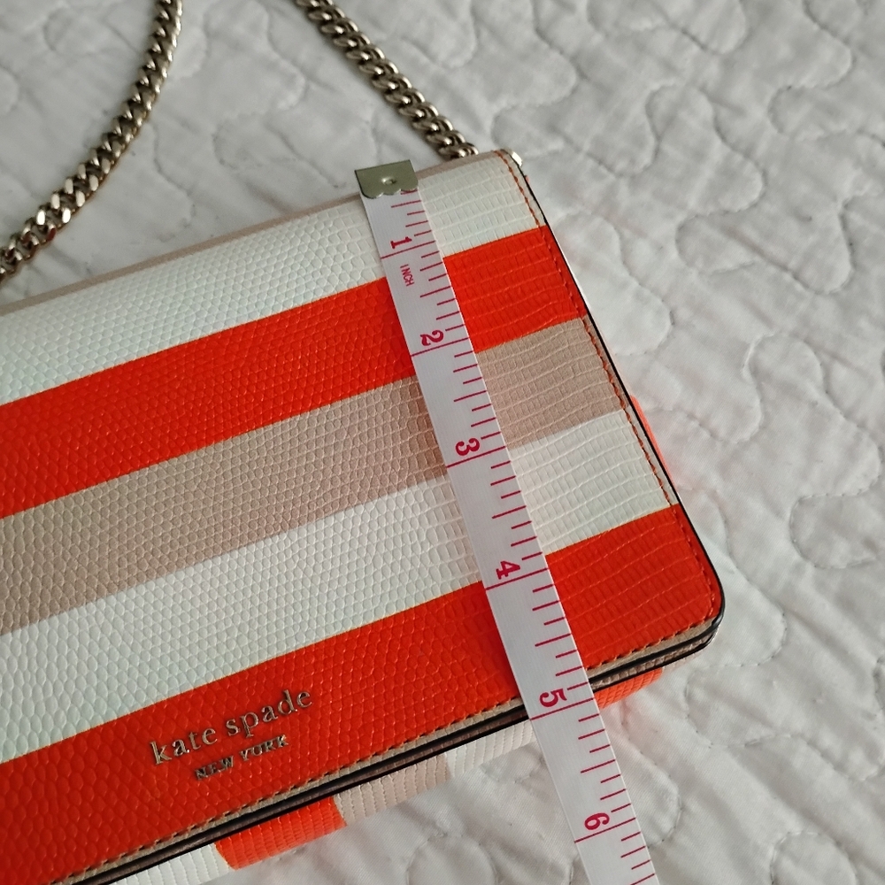 Kate Spade Orange, Tan, and White Striped Crossbody Bag with Wallet - Picture 4 of 6